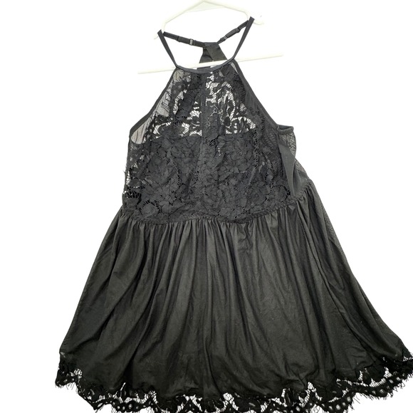 torrid Other - Torrid 1 Babydoll Lingerie 16/18 Black Lace Mesh Halter Strappy Goth Romantic